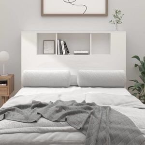 vidaXL Tăblie de pat cu dulap, alb extralucios, 120x18, 5x102, 5 cm imagine
