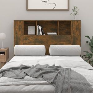 vidaXL Tăblie de pat cu dulap, stejar fumuriu, 120x18, 5x102, 5 cm imagine