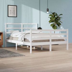 vidaXL Cadru pat, alb, 140x200 cm, lemn masiv de pin imagine