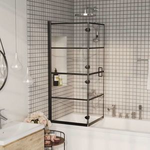 vidaXL Cabină de duș pliabilă, negru, 120x140 cm, ESG imagine