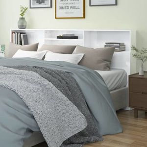 vidaXL Tăblie pat cu dulap, alb extralucios, 220x19x103, 5 cm imagine