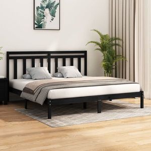 vidaXL Cadru de pat Super King, negru, 180x200 cm, lemn masiv imagine