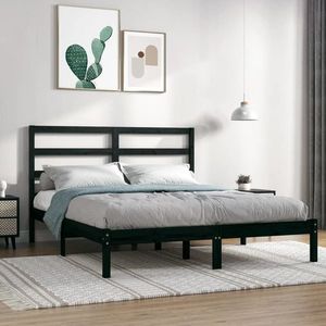 vidaXL Cadru de pat, negru, 160x200 cm, lemn masiv de pin imagine