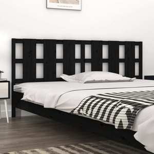 vidaXL Tăblie de pat, negru, 205, 5x4x100 cm, lemn masiv de pin imagine