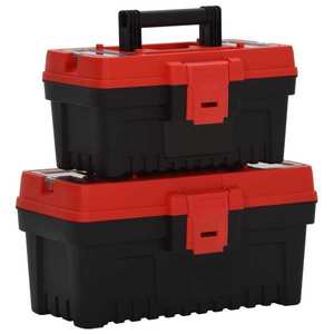 vidaXL Set de cutii de scule, 2 piese, negru și roșu, polipropilenă imagine