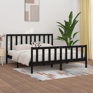vidaXL Cadru de pat, negru, 200x200 cm, lemn masiv imagine