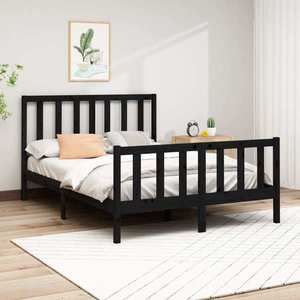 vidaXL Cadru de pat, negru, 140x200 cm, lemn masiv de pin imagine
