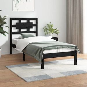 vidaXL Cadru de pat, negru, 90x200 cm, lemn masiv de pin imagine