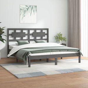 vidaXL Cadru de pat, gri, 200x200 cm, lemn masiv de pin imagine