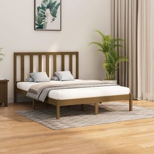 vidaXL Cadru pat tăblie 5FT King Size maro miere 150x200 cm, lemn pin imagine