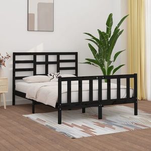 vidaXL Cadru de pat King Size, negru, 150x200 cm, lemn masiv imagine
