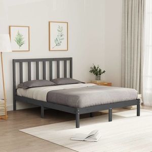 vidaXL Cadru de pat, gri, 120x200 cm, lemn masiv imagine