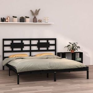 vidaXL Cadru de pat Super King, negru, 180x200 cm, lemn masiv imagine