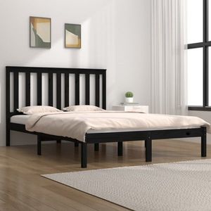 vidaXL Cadru de pat, negru, 200x200 cm, lemn masiv de pin imagine