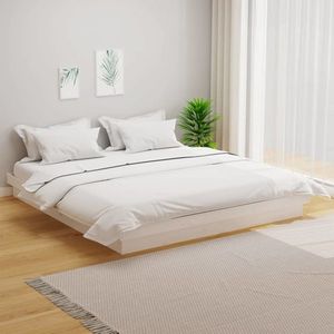 vidaXL Cadru de pat, alb, 200x200 cm, lemn masiv imagine