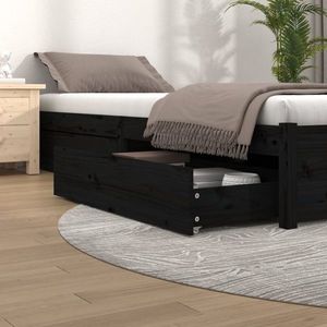 vidaXL Sertare pentru pat, 4 buc., negru, lemn masiv de pin imagine