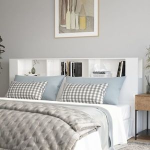 vidaXL Tăblie de pat cu dulap, alb extralucios, 220x18, 5x104, 5 cm imagine