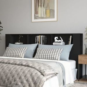 vidaXL Tăblie de pat cu dulap, negru, 220x18, 5x104, 5 cm imagine