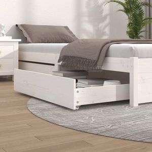 vidaXL Sertare pentru pat, 2 buc., alb, lemn masiv de pin imagine