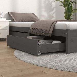 vidaXL Sertare pentru pat, 2 buc., gri, lemn masiv de pin imagine