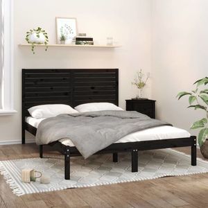 vidaXL Cadru de pat, negru, 120x200 cm, lemn masiv imagine
