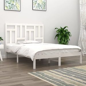 vidaXL Cadru de pat Super King, alb, 180x200 cm, lemn masiv de pin imagine