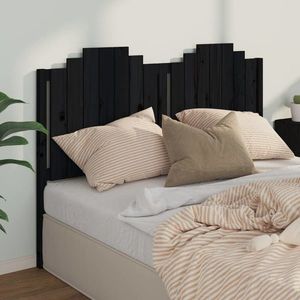 vidaXL Tăblie de pat, negru, 156x4x110 cm, lemn masiv de pin imagine