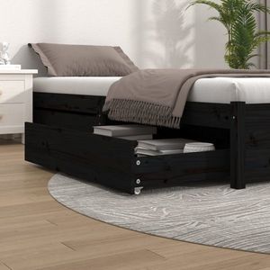 vidaXL Sertare pentru pat, 2 buc., negru, lemn masiv de pin imagine