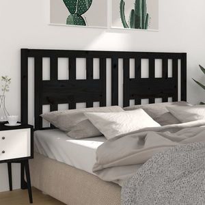 vidaXL Tăblie de pat, negru, 141x4x100 cm, lemn masiv de pin imagine