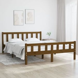 vidaXL Cadru de pat, maro miere, 140x200 cm, lemn masiv de pin imagine