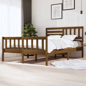 vidaXL Cadru de pat, maro miere, 150x200 cm, lemn masiv King Size imagine