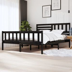 vidaXL Cadru de pat Super King 6FT, negru, 180x200 cm, lemn masiv imagine