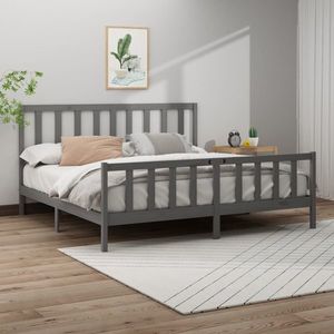 vidaXL Cadru de pat, gri , 200x200 cm, lemn masiv de pin imagine