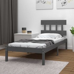 vidaXL Cadru de pat, gri, 100x200 cm, lemn masiv imagine