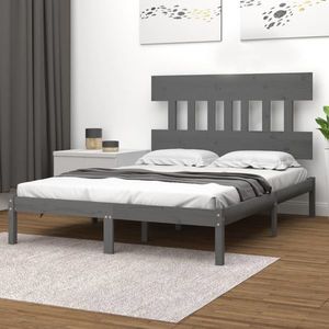 vidaXL Cadru de pat, gri, 160x200 cm, lemn masiv imagine