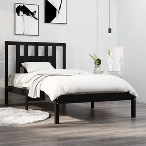 vidaXL Cadru de pat, 100x200 cm, negru, lemn masiv de pin imagine