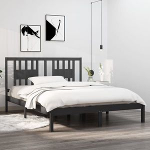 vidaXL Cadru de pat, gri, 160x200 cm, lemn masiv de pin imagine