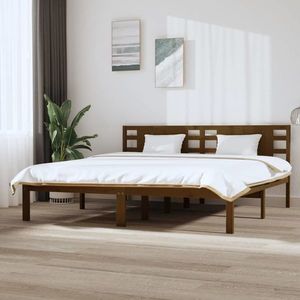 vidaXL Cadru de pat, maro miere, 200x200 cm, lemn masiv de pin imagine