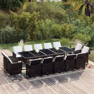 vidaXL Set mobilier de grădină cu perne, 15 piese, negru, poliratan imagine