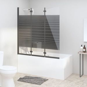 vidaXL Cabină de duș pliabilă, 3 panouri, negru, 130x130 cm, ESG imagine