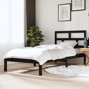 vidaXL Cadru de pat Single, negru, 90x190 cm, lemn masiv imagine