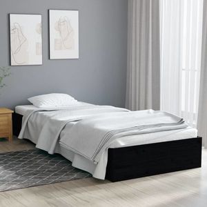 vidaXL Cadru de pat mic single, negru, 75x190 cm, lemn masiv imagine