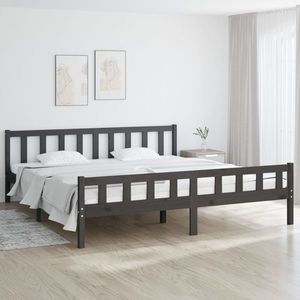 vidaXL Cadru pat cu tăblie Super King 6FT gri 180x200cm lemn masiv pin imagine
