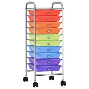 vidaXL Cărucior de depozitare mobil cu 10 sertare, multicolor, plastic imagine
