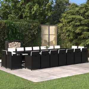 vidaXL Set mobilier de grădină cu perne, 19 piese, negru, poliratan imagine
