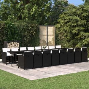 vidaXL Set mobilier de grădină cu perne, 17 piese, negru, poliratan imagine