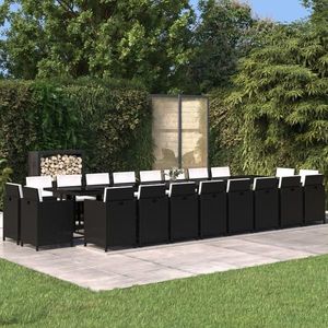 vidaXL Set mobilier de grădină cu perne, 21 piese, negru, poliratan imagine