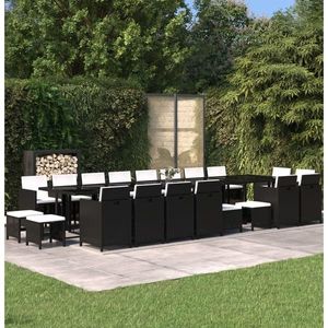 vidaXL Set mobilier de grădină cu perne, 21 piese, negru, poliratan imagine