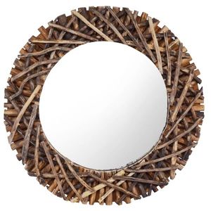 vidaXL Oglindă de perete, 60 cm, tec, rotund imagine