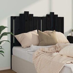 vidaXL Tăblie de pat, negru, 126x4x110 cm, lemn masiv de pin imagine